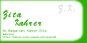 zita kahrer business card